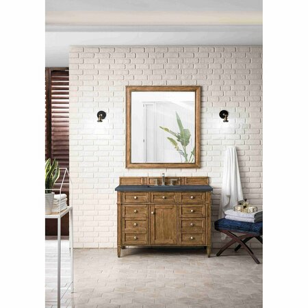 James Martin Vanities Brittany 48in Single Vanity, Saddle Brown w/ 3 CM Charcoal Soapstone Quartz Top 650-V48-SBR-3CSP